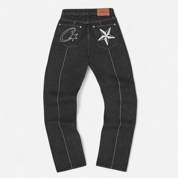 Corteiz C-Star Stitch-Down Jeans Black - size XL - Picture 1 of 7